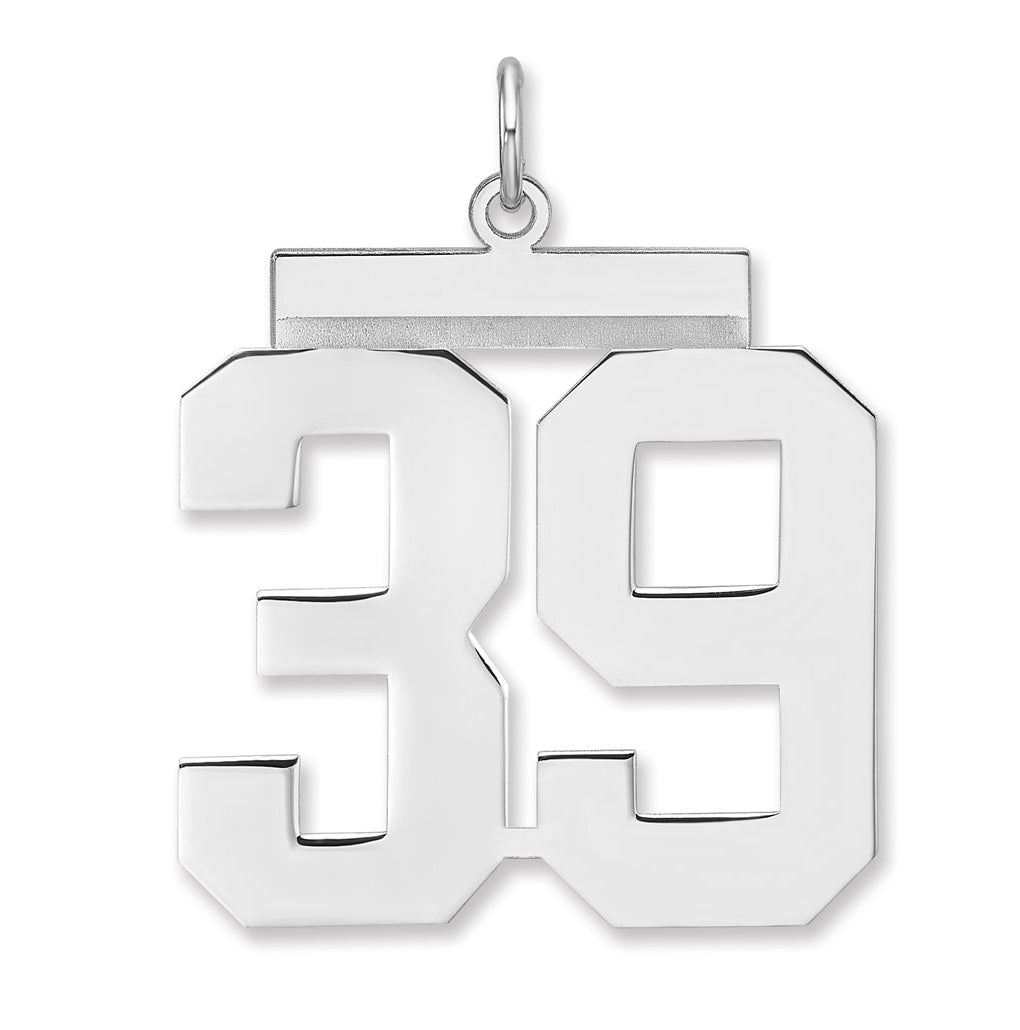 Sterling Silver/Rhodium-plated Polished Number Charm