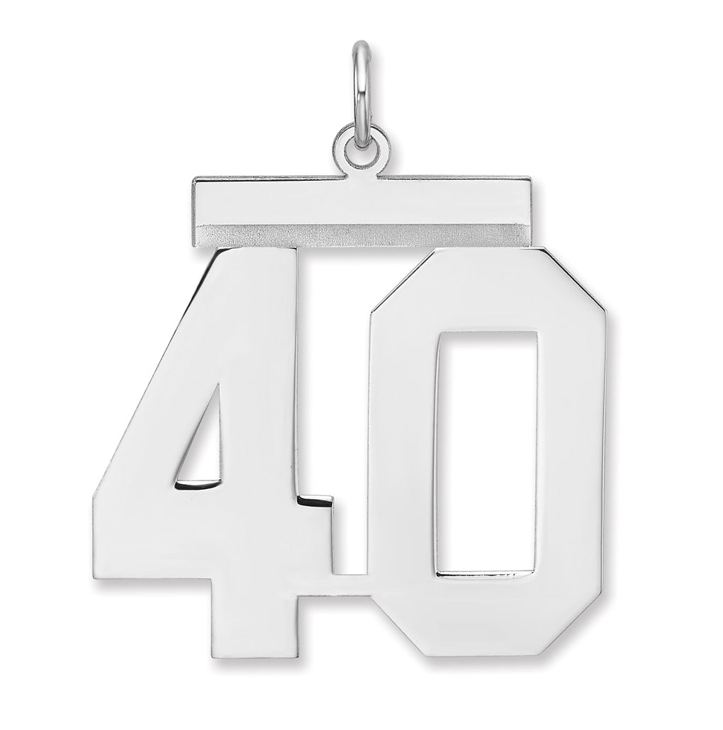 Sterling Silver/Rhodium-plated Polished Number Charm