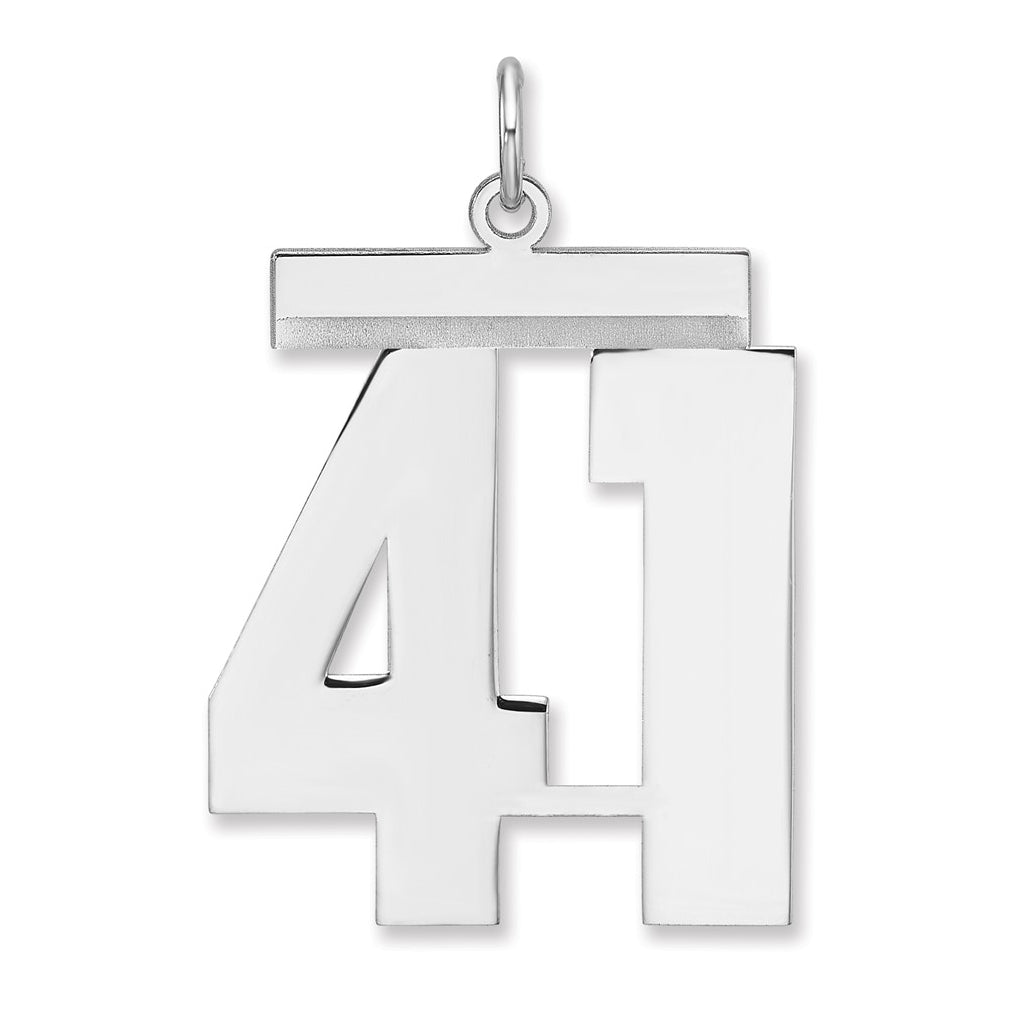 Sterling Silver/Rhodium-plated Polished Number Charm