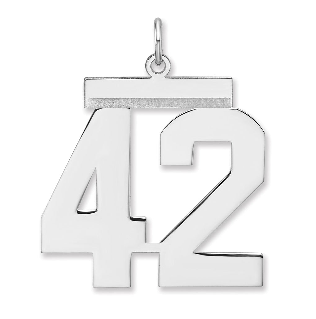 Sterling Silver/Rhodium-plated Polished Number Charm