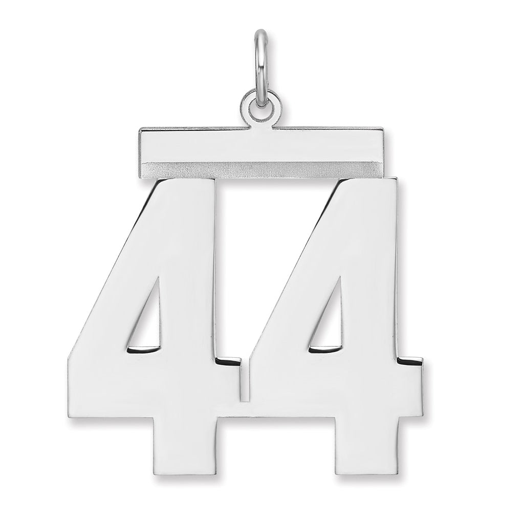 Sterling Silver/Rhodium-plated Polished Number Charm