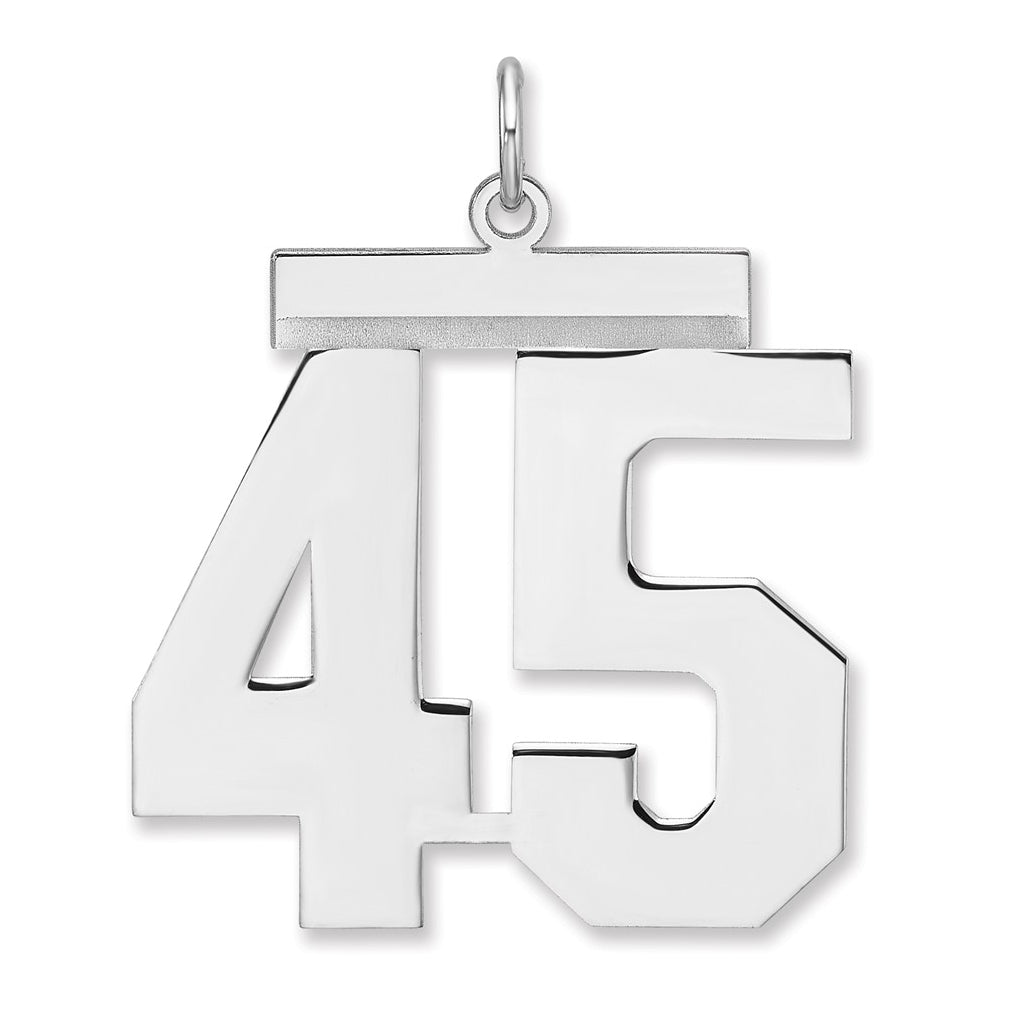 Sterling Silver/Rhodium-plated Polished Number Charm