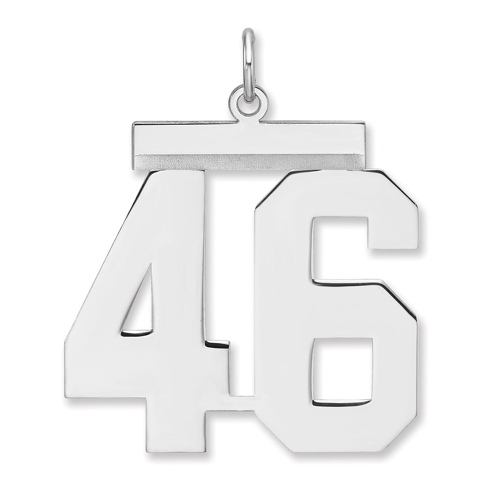 Sterling Silver/Rhodium-plated Polished Number Charm