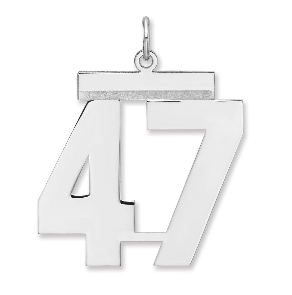Sterling Silver/Rhodium-plated Polished Number Charm