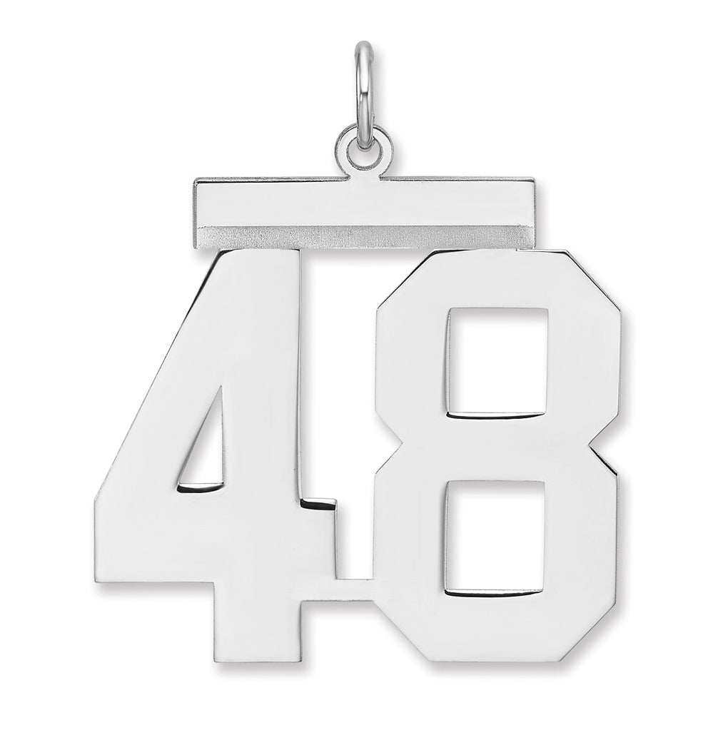 Sterling Silver/Rhodium-plated Polished Number Charm