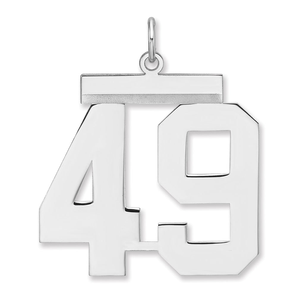 Sterling Silver/Rhodium-plated Polished Number Charm