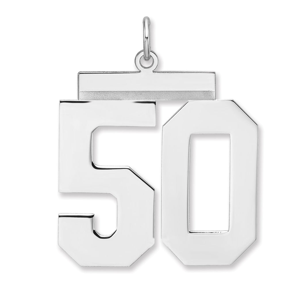 Sterling Silver/Rhodium-plated Polished Number Charm