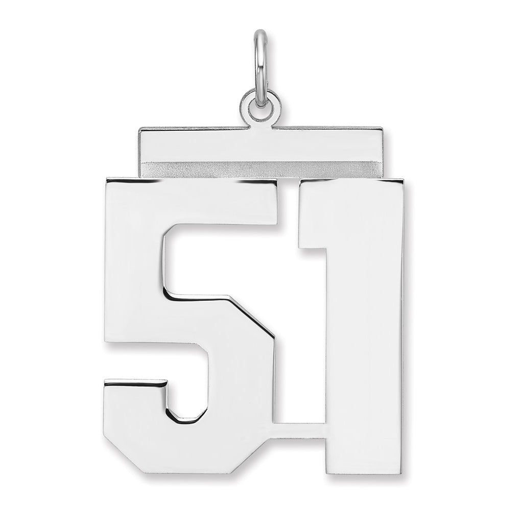 Sterling Silver/Rhodium-plated Polished Number Charm