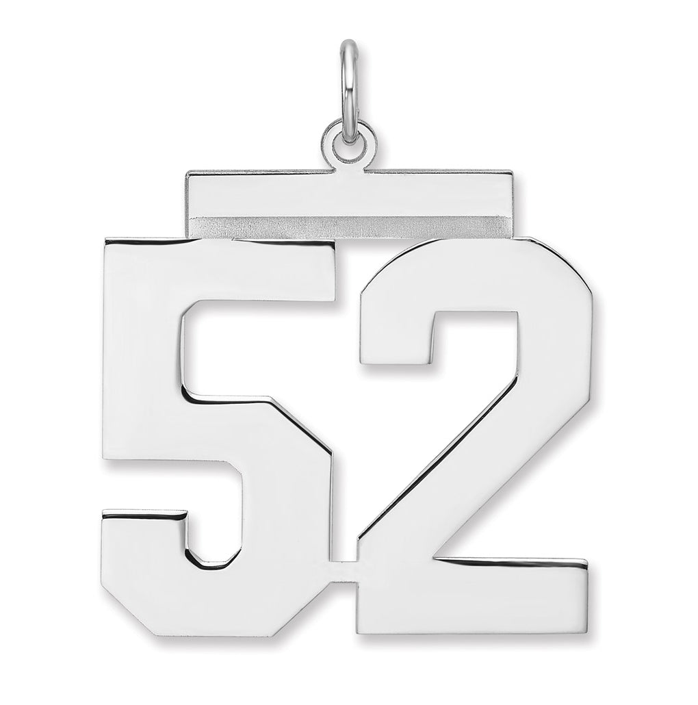 Sterling Silver/Rhodium-plated Polished Number Charm