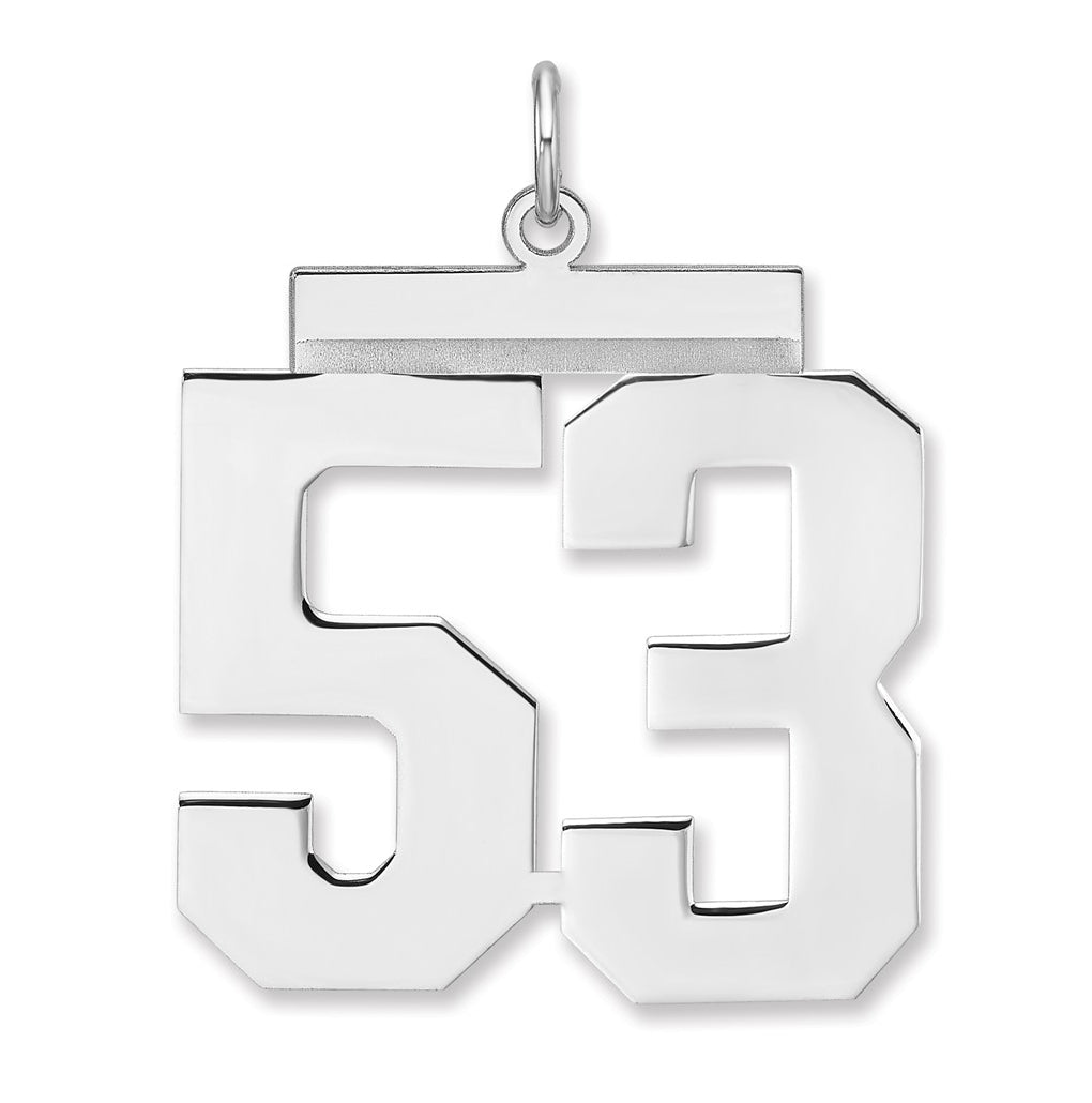 Sterling Silver/Rhodium-plated Polished Number Charm