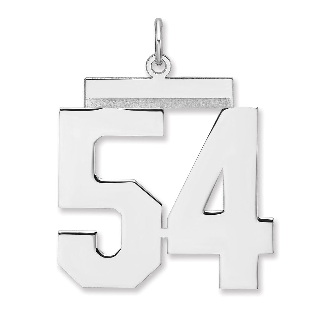 Sterling Silver/Rhodium-plated Polished Number Charm