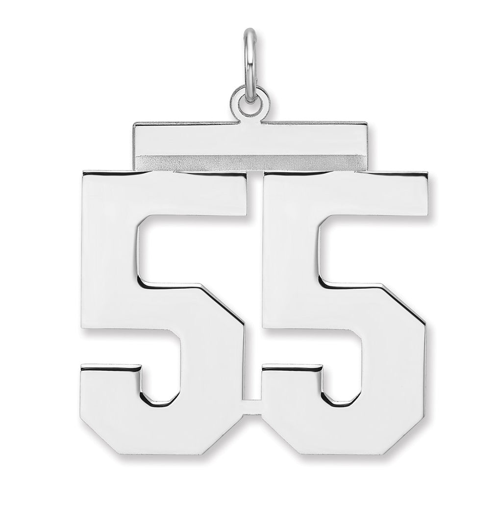 Sterling Silver/Rhodium-plated Polished Number Charm