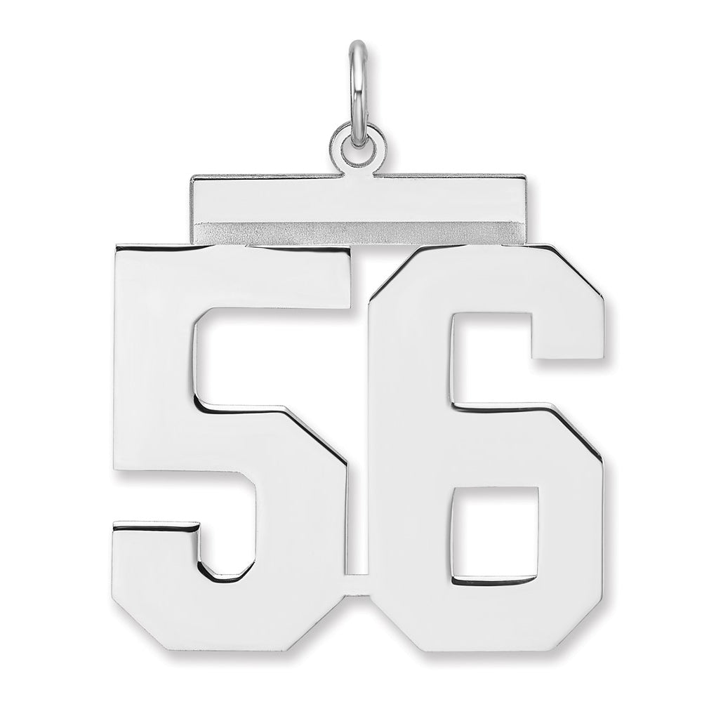 Sterling Silver/Rhodium-plated Polished Number Charm