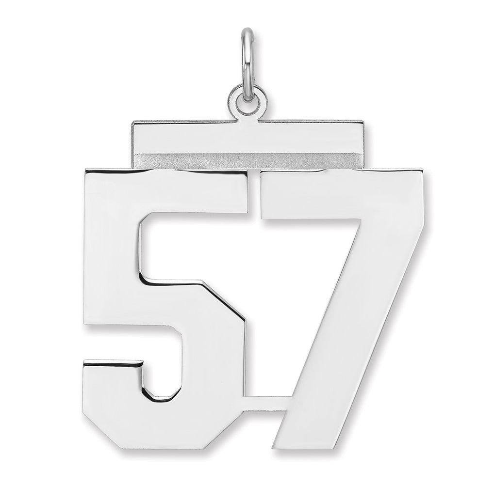Sterling Silver/Rhodium-plated Polished Number Charm