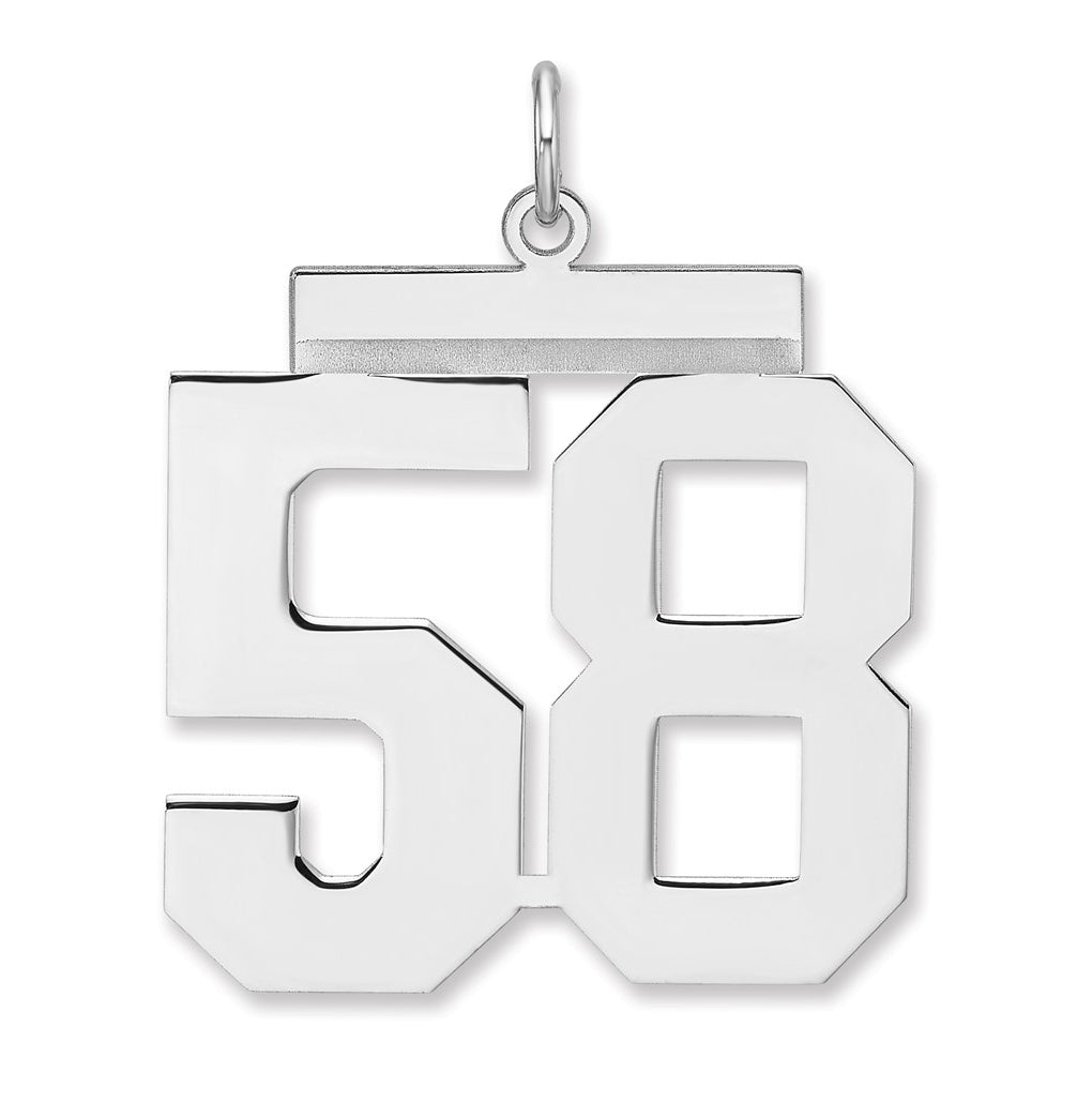 Sterling Silver/Rhodium-plated Polished Number Charm