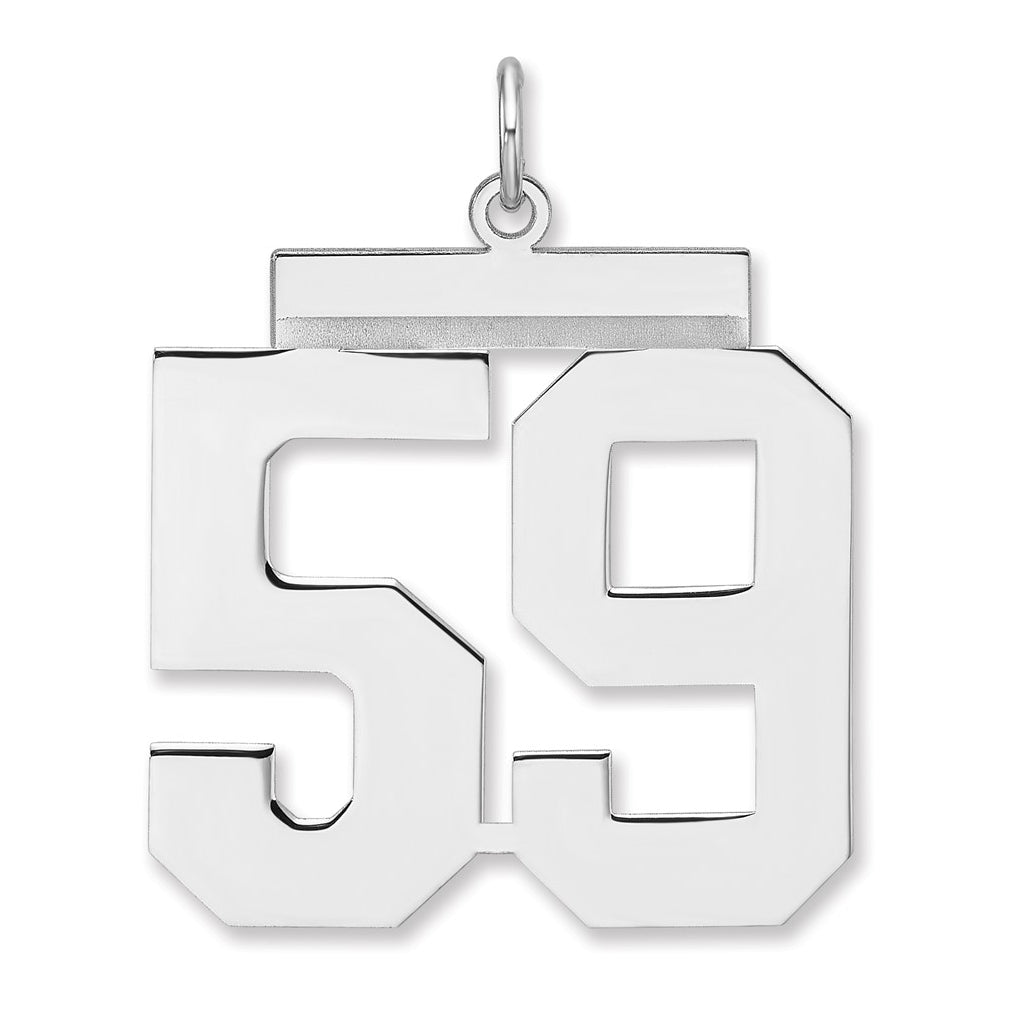 Sterling Silver/Rhodium-plated Polished Number Charm