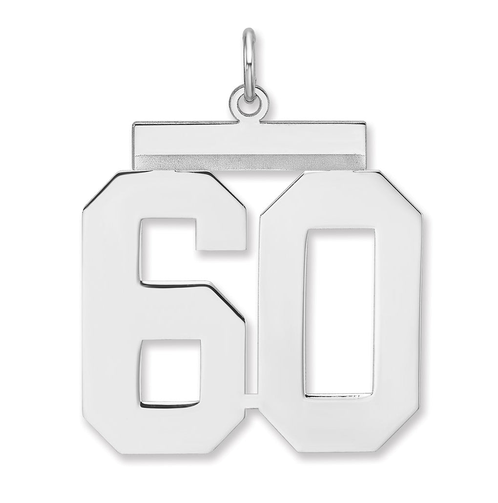 Sterling Silver/Rhodium-plated Polished Number Charm