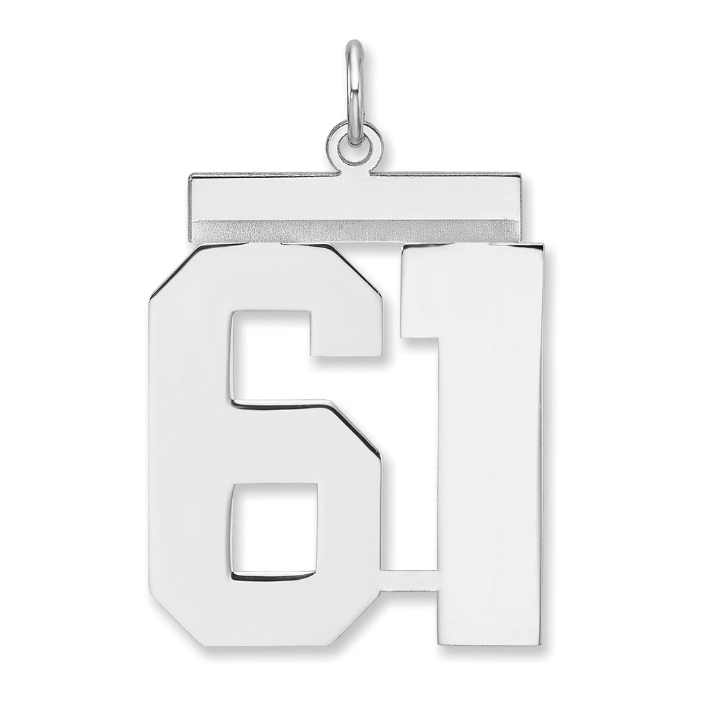 Sterling Silver/Rhodium-plated Polished Number Charm