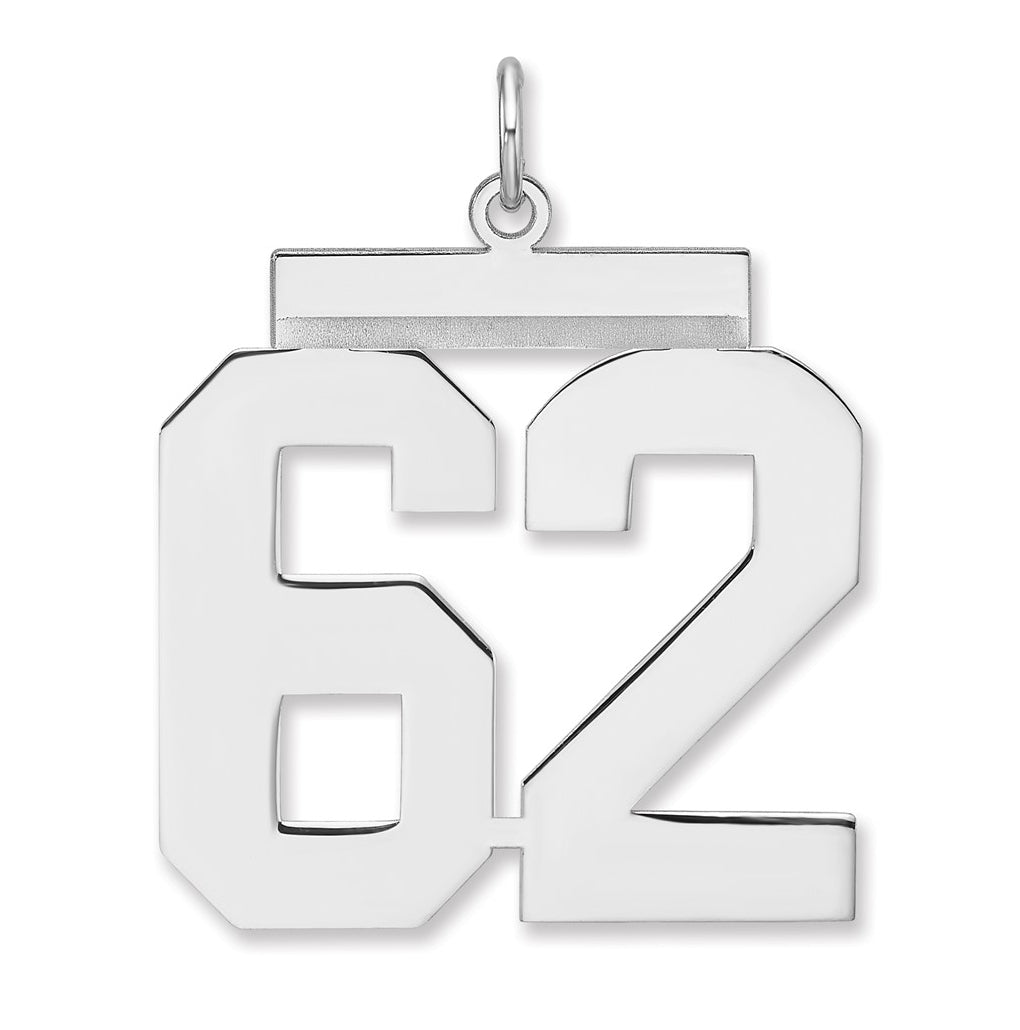 Sterling Silver/Rhodium-plated Polished Number Charm
