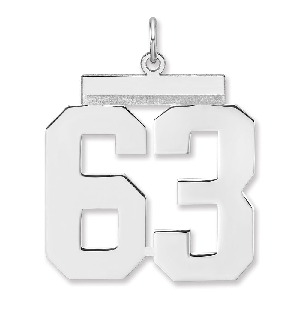 Sterling Silver/Rhodium-plated Polished Number Charm