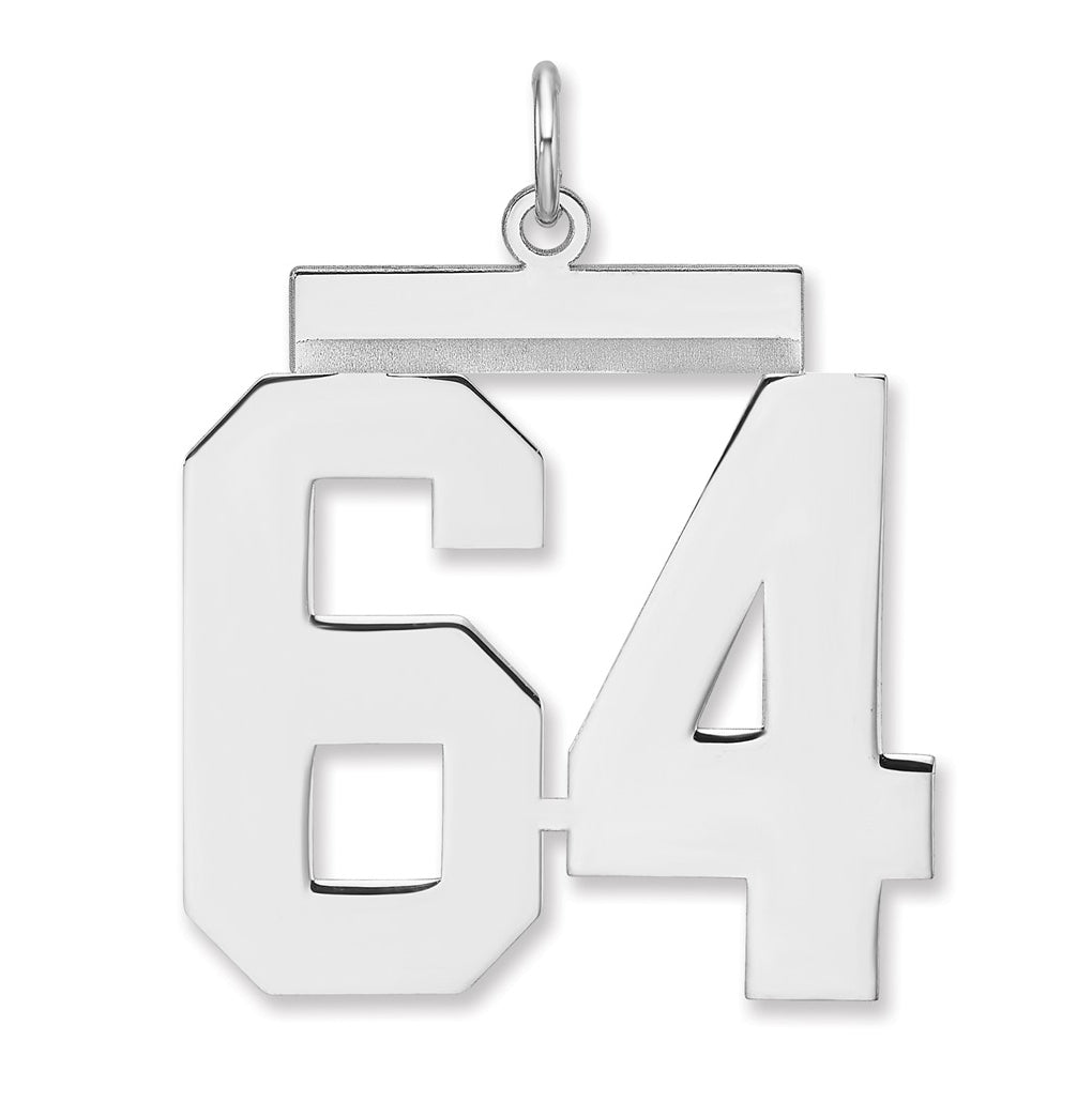 Sterling Silver/Rhodium-plated Polished Number Charm