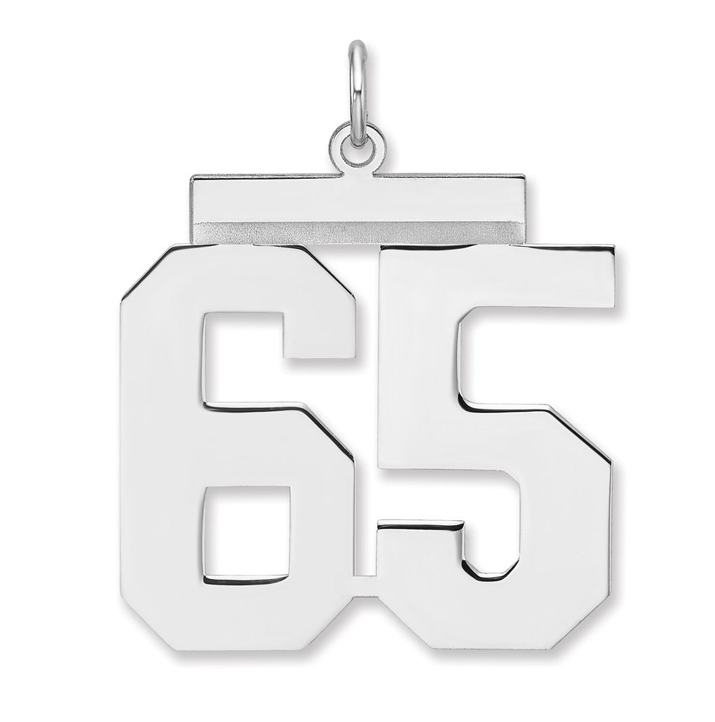 Sterling Silver/Rhodium-plated Polished Number Charm