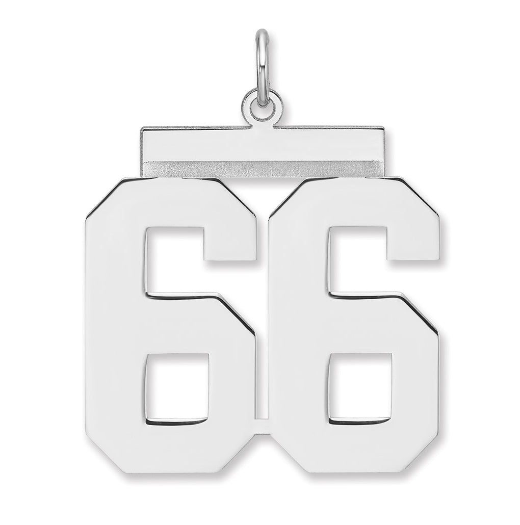 Sterling Silver/Rhodium-plated Polished Number Charm