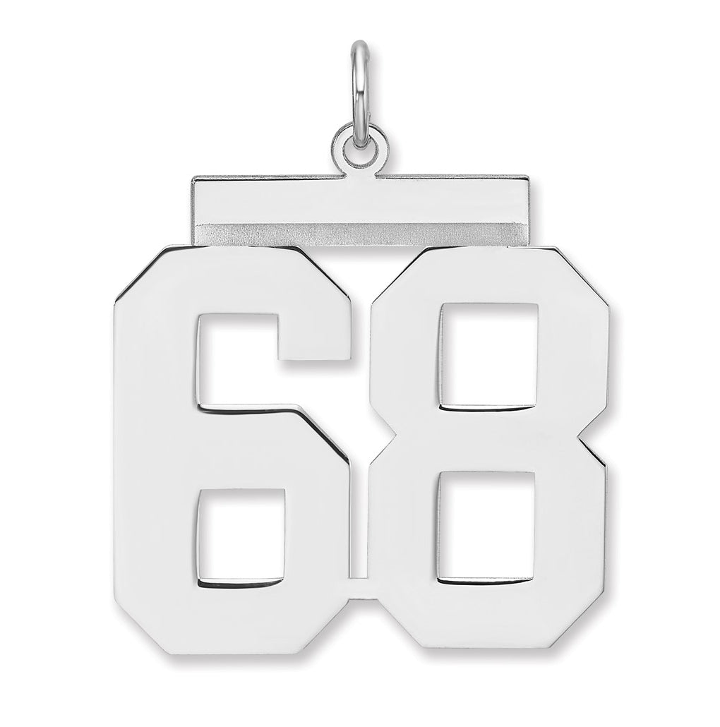 Sterling Silver/Rhodium-plated Polished Number Charm