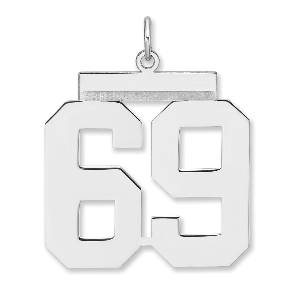 Sterling Silver/Rhodium-plated Polished Number Charm
