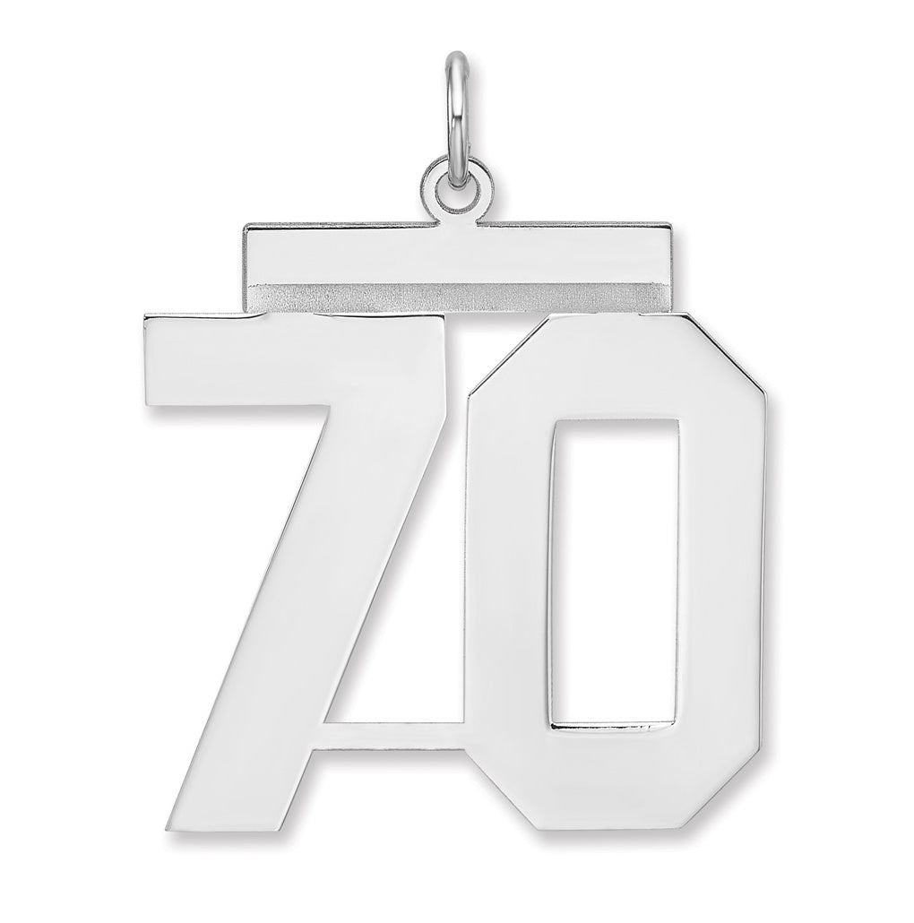 Sterling Silver/Rhodium-plated Polished Number Charm