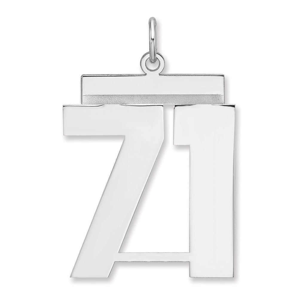 Sterling Silver/Rhodium-plated Polished Number Charm