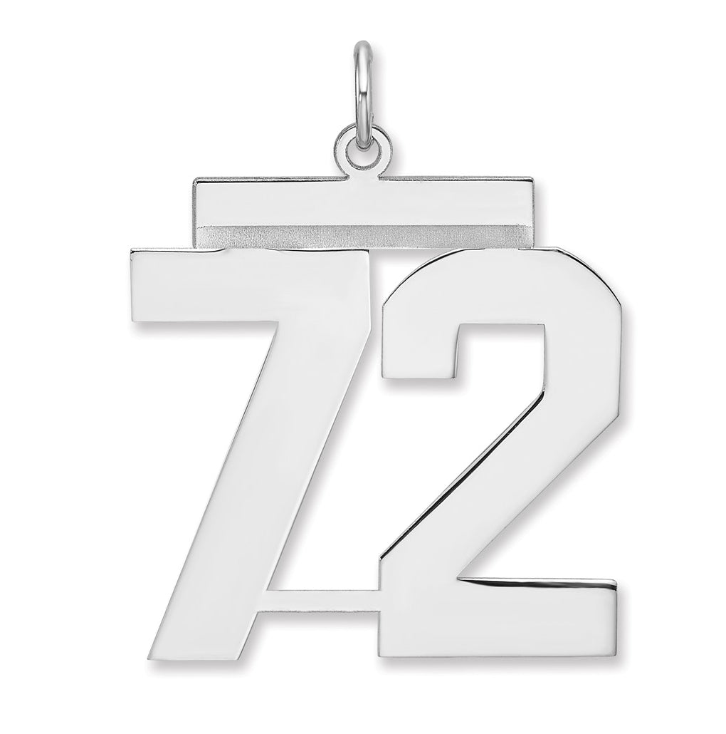 Sterling Silver/Rhodium-plated Polished Number Charm