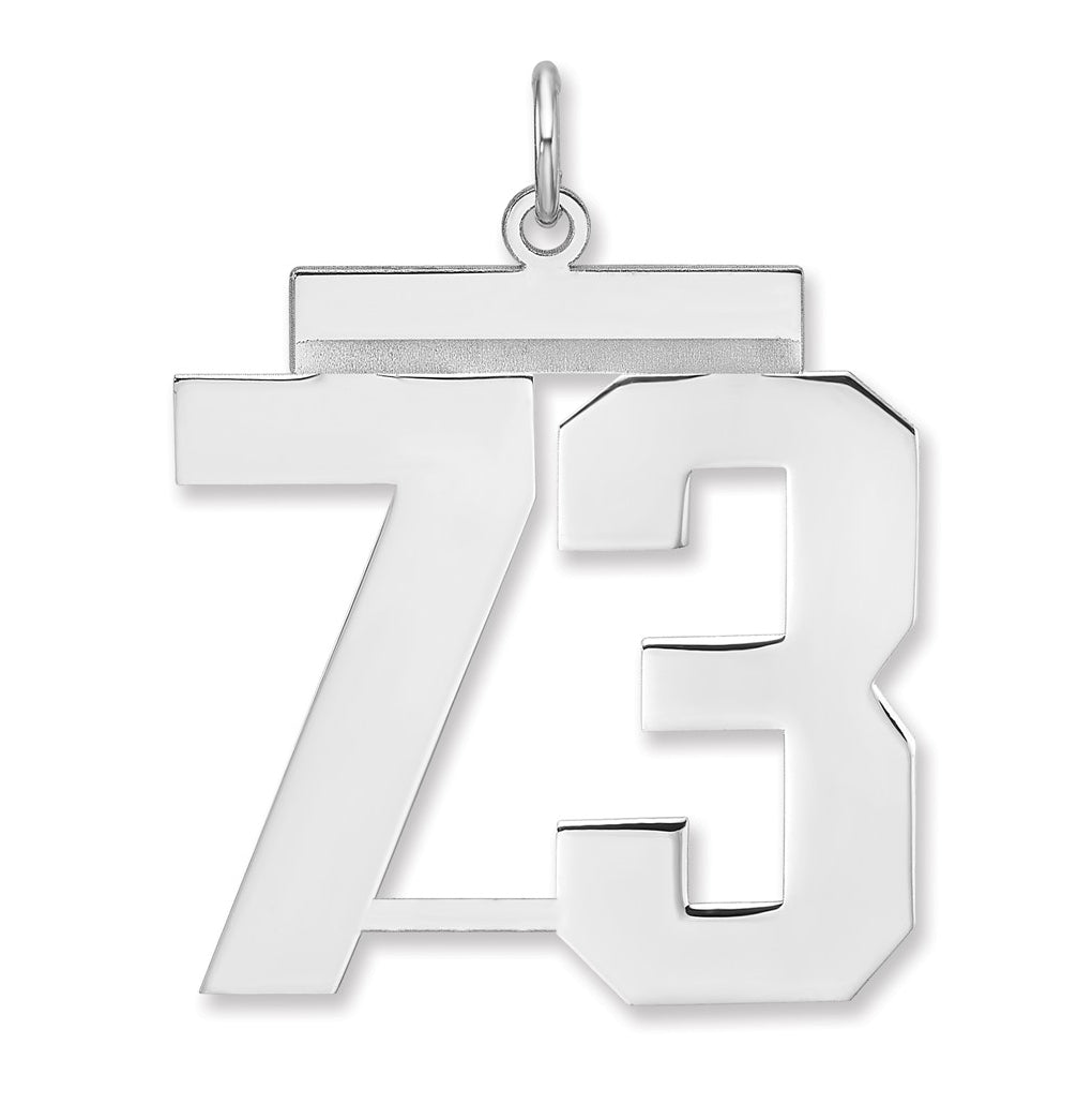 Sterling Silver/Rhodium-plated Polished Number Charm