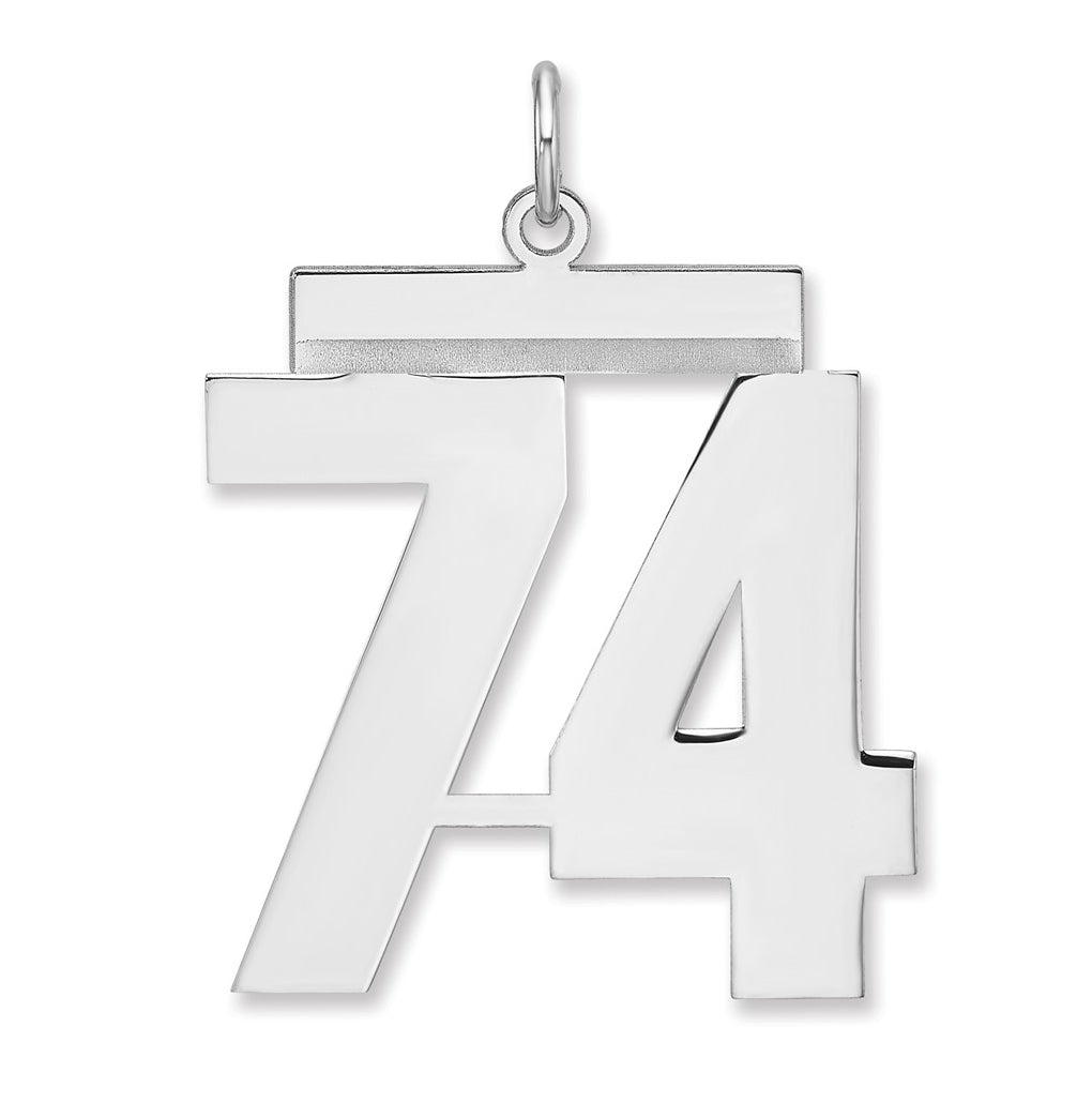 Sterling Silver/Rhodium-plated Polished Number Charm