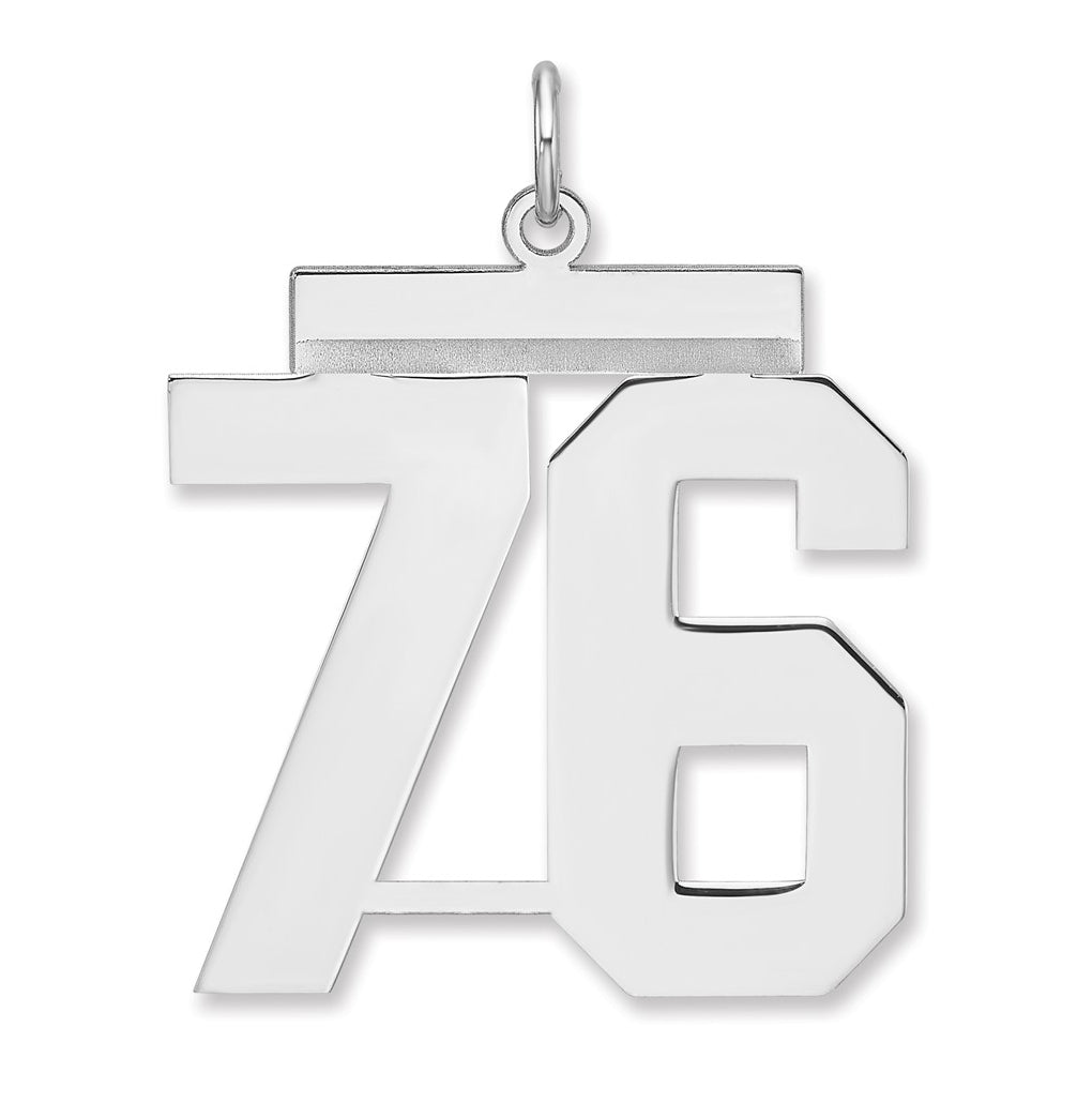Sterling Silver/Rhodium-plated Polished Number Charm