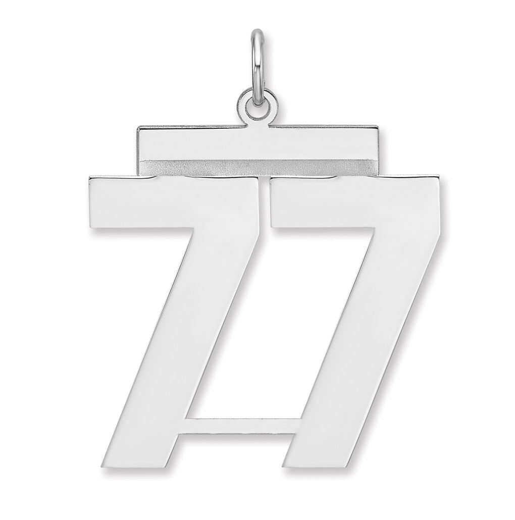 Sterling Silver/Rhodium-plated Polished Number Charm