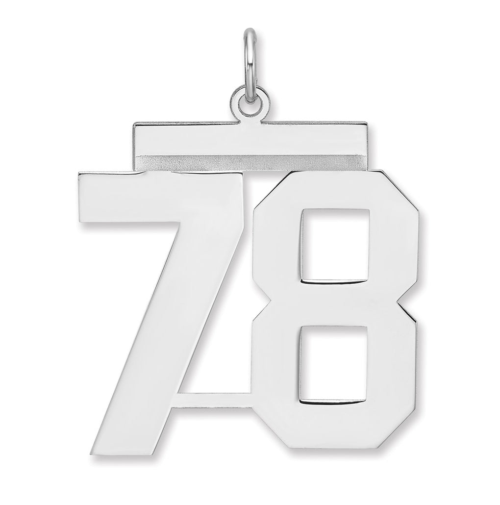 Sterling Silver/Rhodium-plated Polished Number Charm