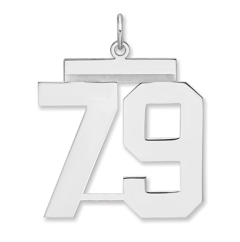 Sterling Silver/Rhodium-plated Polished Number Charm