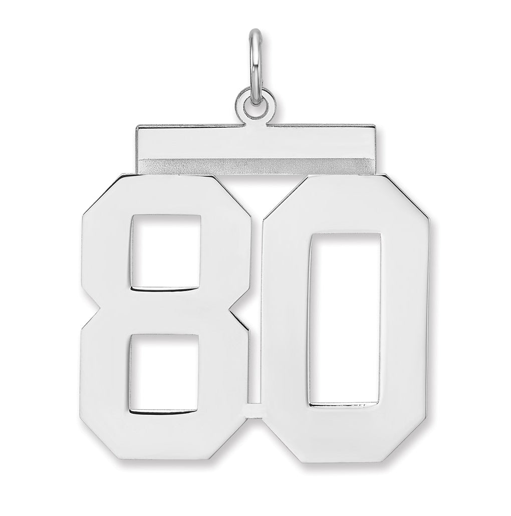 Sterling Silver/Rhodium-plated Polished Number Charm