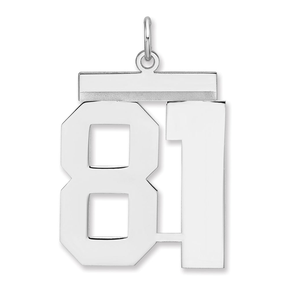 Sterling Silver/Rhodium-plated Polished Number Charm