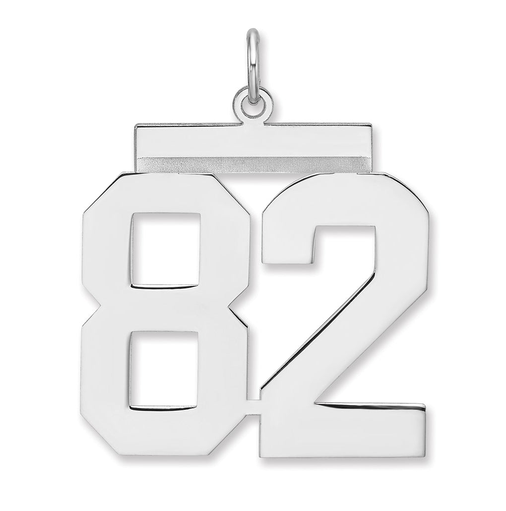 Sterling Silver/Rhodium-plated Polished Number Charm