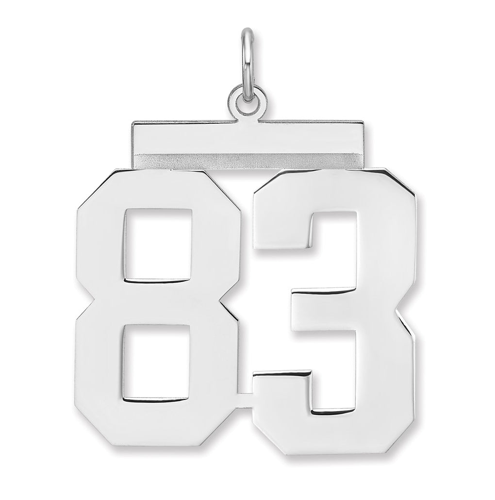 Sterling Silver/Rhodium-plated Polished Number Charm
