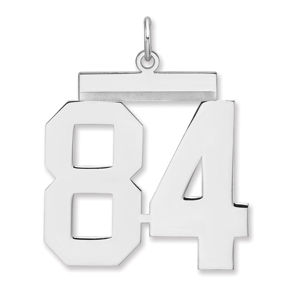 Sterling Silver/Rhodium-plated Polished Number Charm