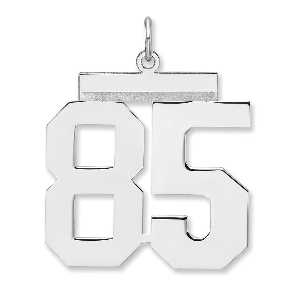 Sterling Silver/Rhodium-plated Polished Number Charm