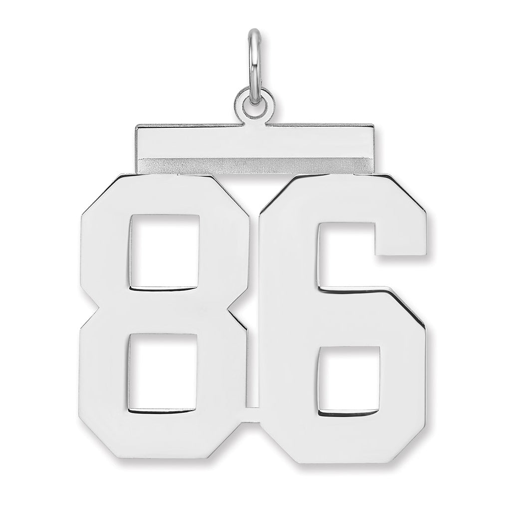 Sterling Silver/Rhodium-plated Polished Number Charm