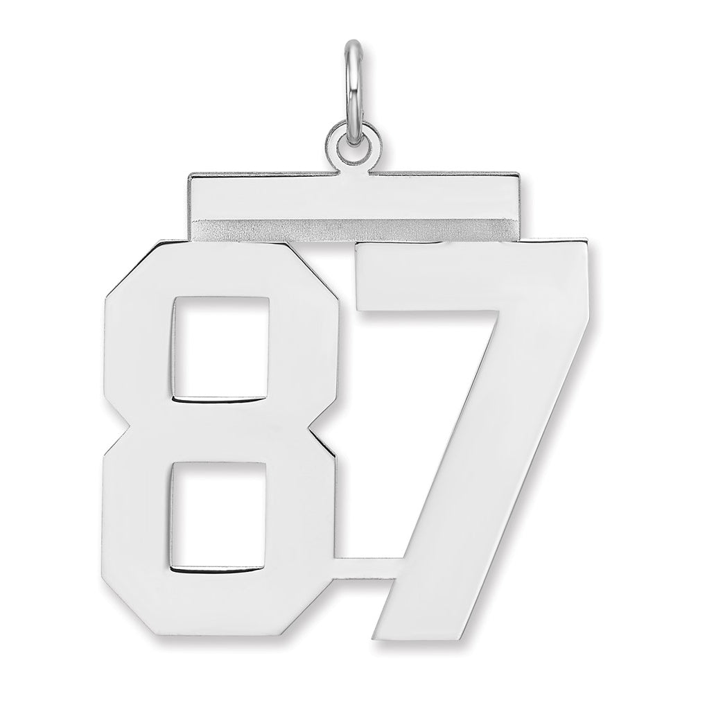 Sterling Silver/Rhodium-plated Polished Number Charm