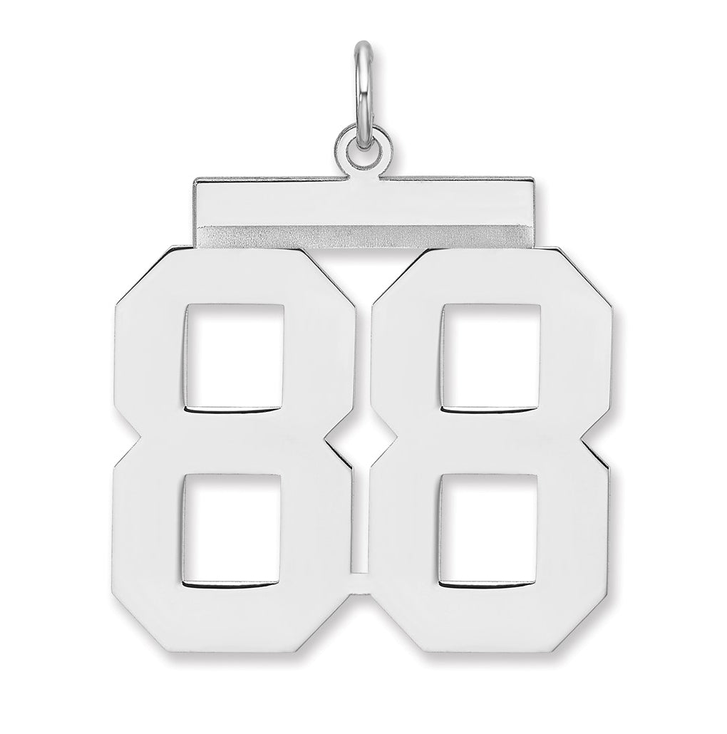 Sterling Silver/Rhodium-plated Polished Number Charm