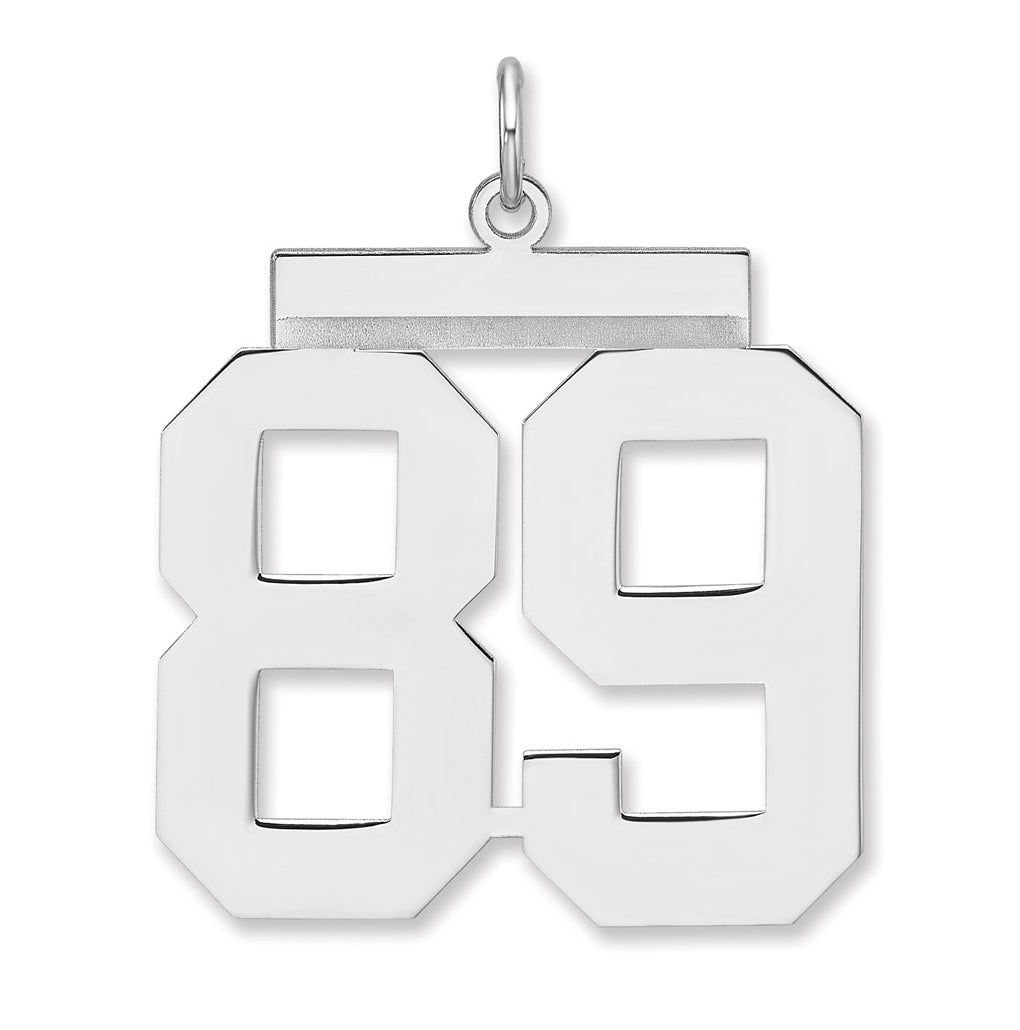 Sterling Silver/Rhodium-plated Polished Number Charm