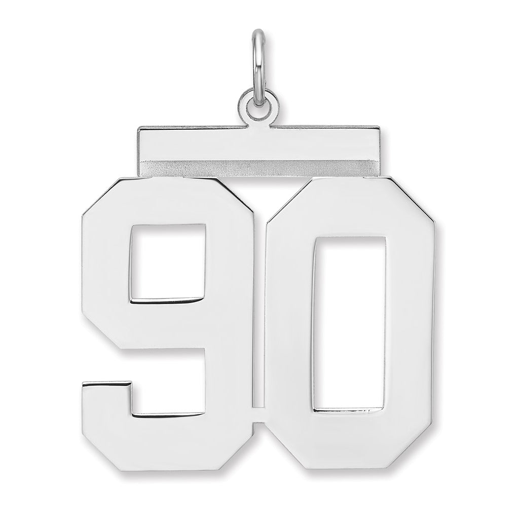 Sterling Silver/Rhodium-plated Polished Number Charm