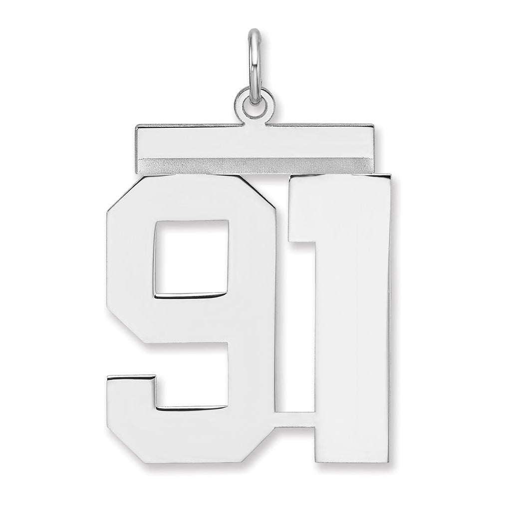 Sterling Silver/Rhodium-plated Polished Number Charm